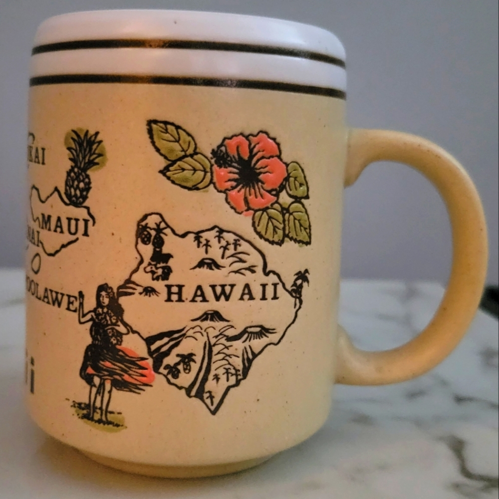Vintage Hawaii Mug Islands Kauai Oahu Maui Lanai Molokai Kahoolawe Stoneware